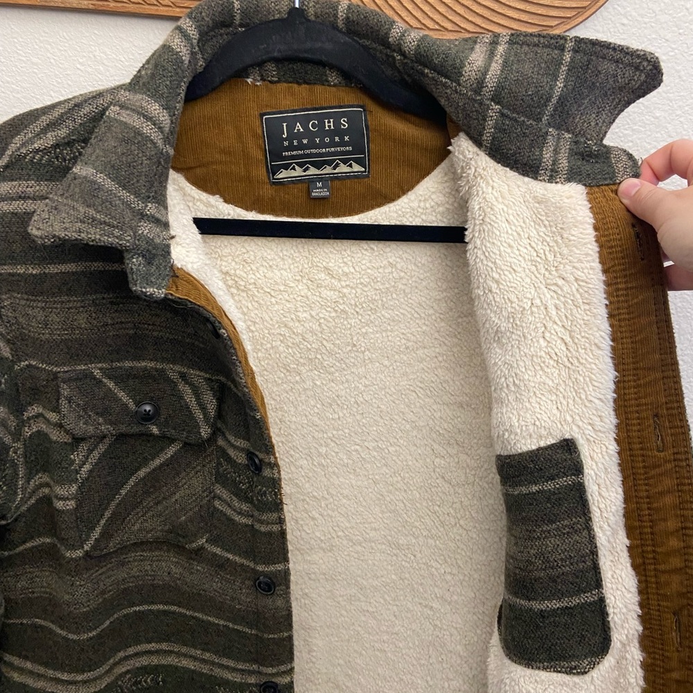 Jachs NY wool coat sherpa lined casual shirt jacket medium